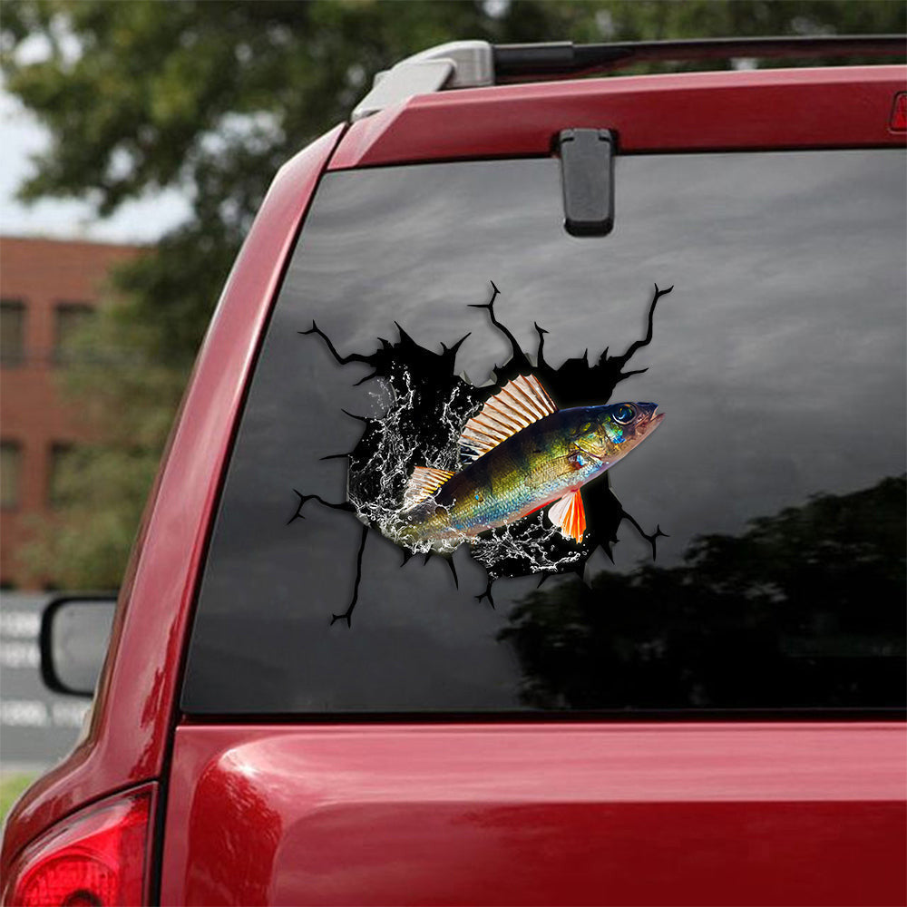 Fishing Perch And Cappie Crack Sticker, Funny Car Decal For Window & Bumper