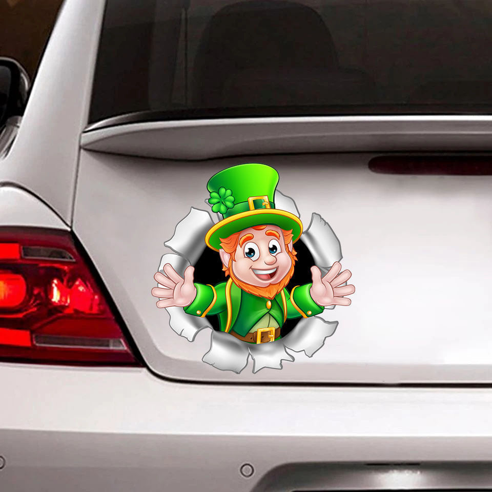 Saint Patrick's Day Crack Sticker, Funny Car Decal For Window & Bumper