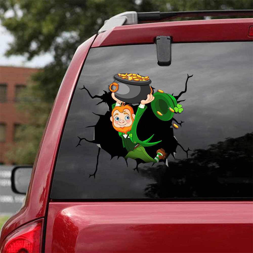 Saint Patrick's Day Crack Decal, Funny Car Sticker For Window & Bumper