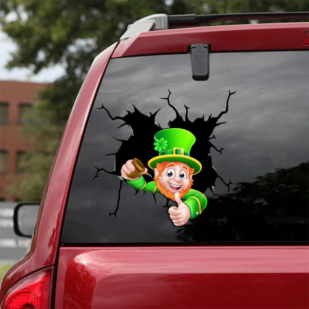 Saint Patrick's Day Crack Decal, Funny Car Sticker For Window & Bumper
