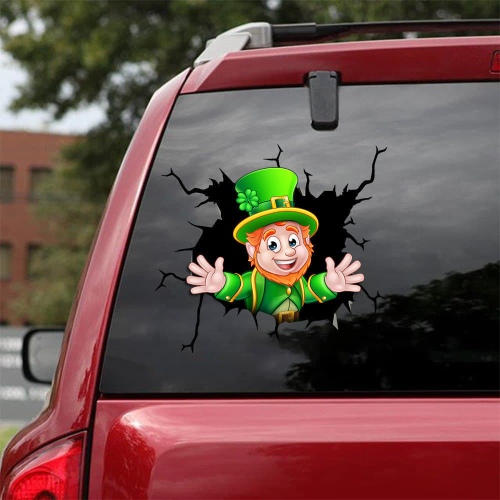 Saint Patrick's Day Crack Decal, Funny Car Sticker For Window & Bumper