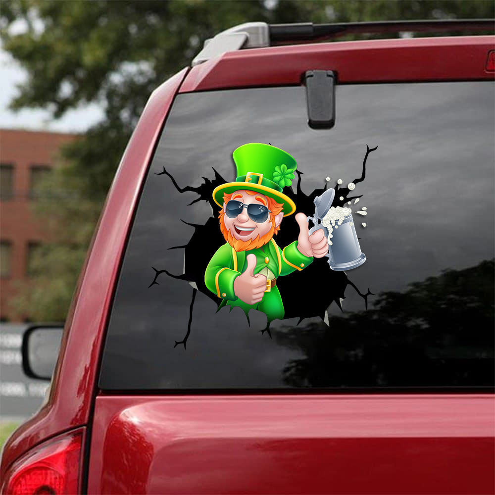 Saint Patrick's Day Crack Sticker, Funny Car Decal For Window & Bumper
