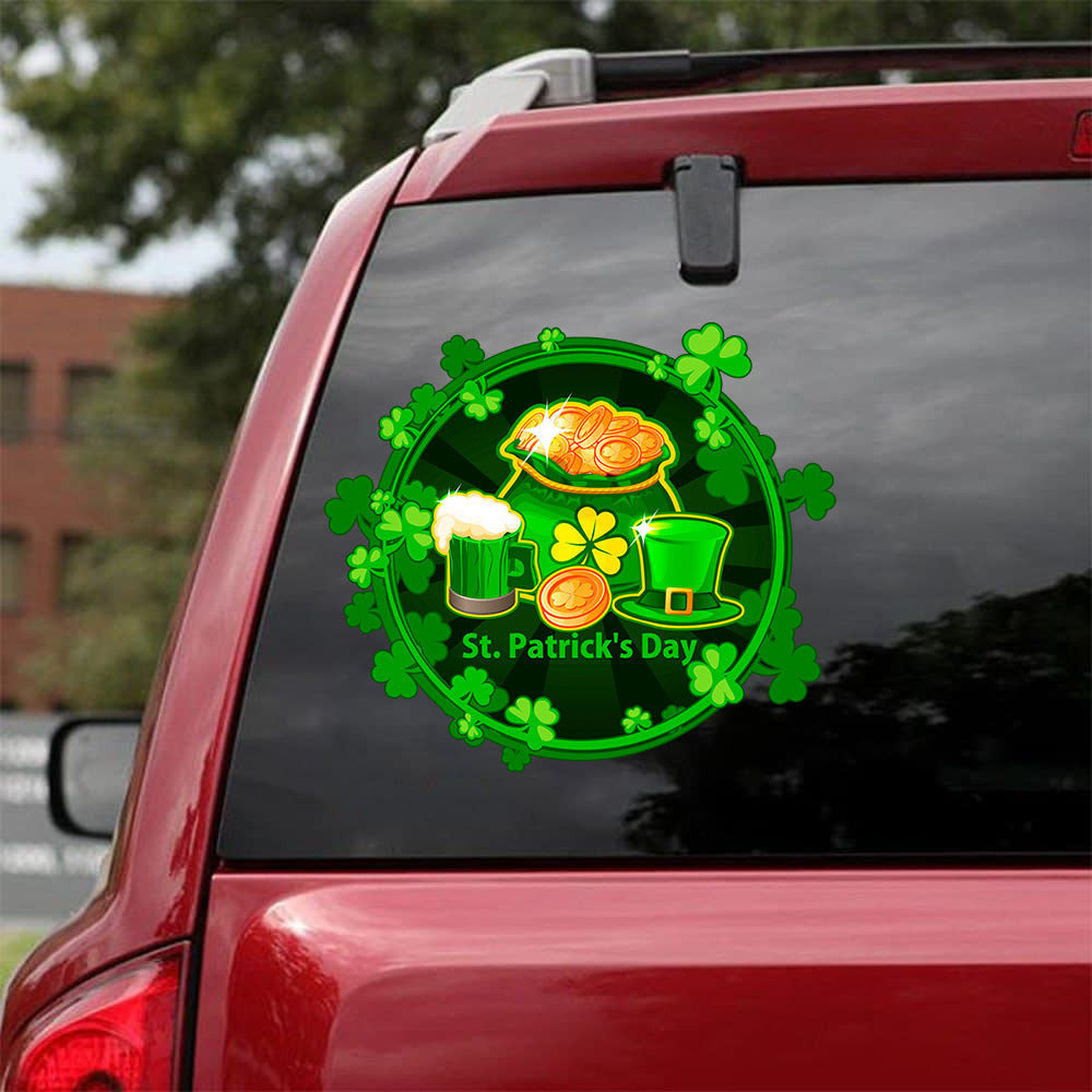 Saint Patrick's Day Crack Sticker, Funny Car Decal For Window & Bumper