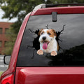 Parson Russell Terrier Crack Decal, Funny Car Sticker For Window & Bumper