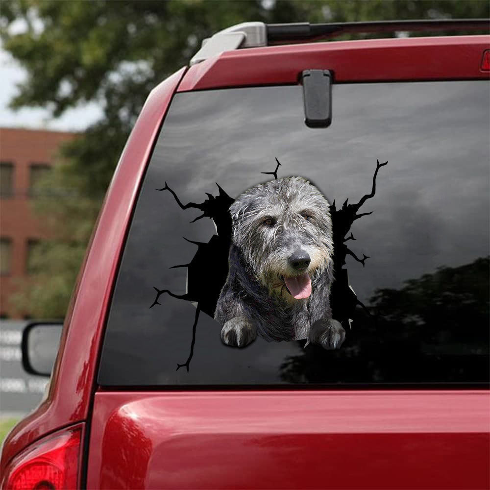 Irish Wolfhound Dogs Crack Decal, Funny Car Sticker For Window & Bumper