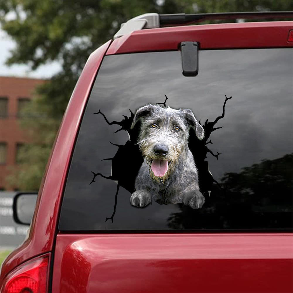 Irish Wolfhound Dogs Crack Decal, Funny Car Sticker For Window & Bumper