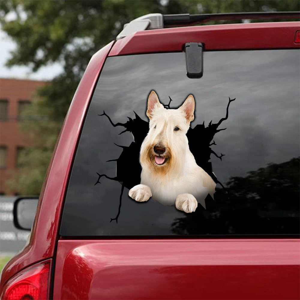 Scottish Terrier Dogs Crack Sticker, Funny Car Decal For Window & Bumper