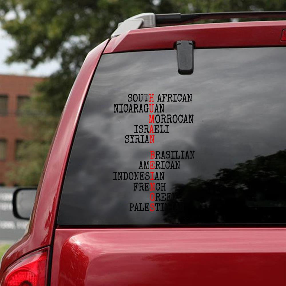 One Human Family Sticker, Car Decal For Window & Bumper