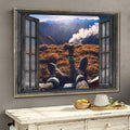 Camping 3D Window View Wall Decal, Peel And Stick Wall Mural