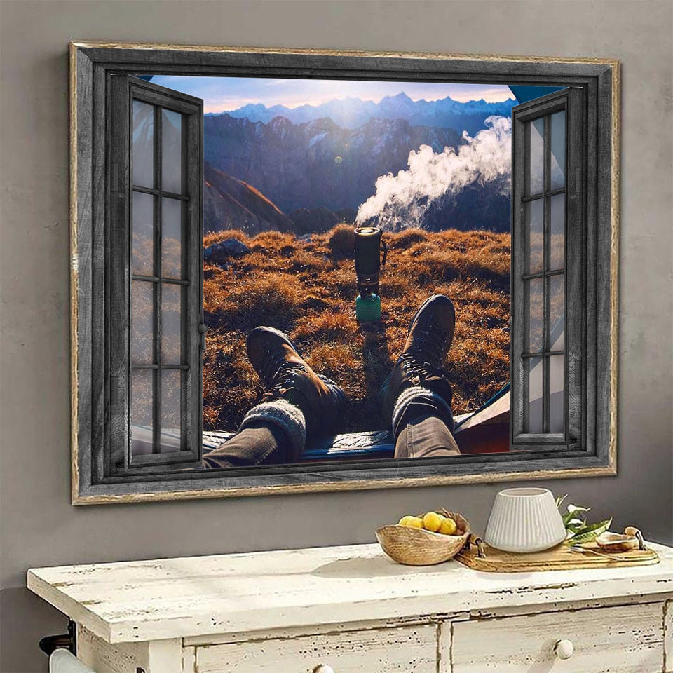 Camping 3D Window View Wall Decal, Peel And Stick Wall Mural