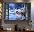 Wolf Couple 3D Window View Wall Decal, Peel And Stick Wall Mural