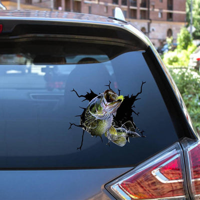 Bass Fishing Crack Decal, Funny Car Sticker For Window & Bumper