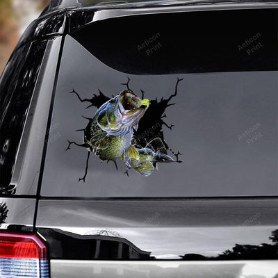 Bass Fishing Crack Decal, Funny Car Sticker For Window & Bumper