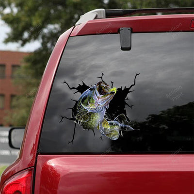 Bass Fishing Crack Decal, Funny Car Sticker For Window & Bumper