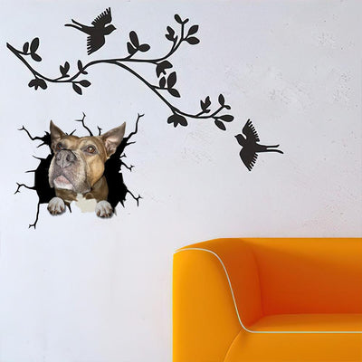 French Bulldog Dog Breeds Dogs Crack Sticker, Funny Car Decal For Window & Bumper