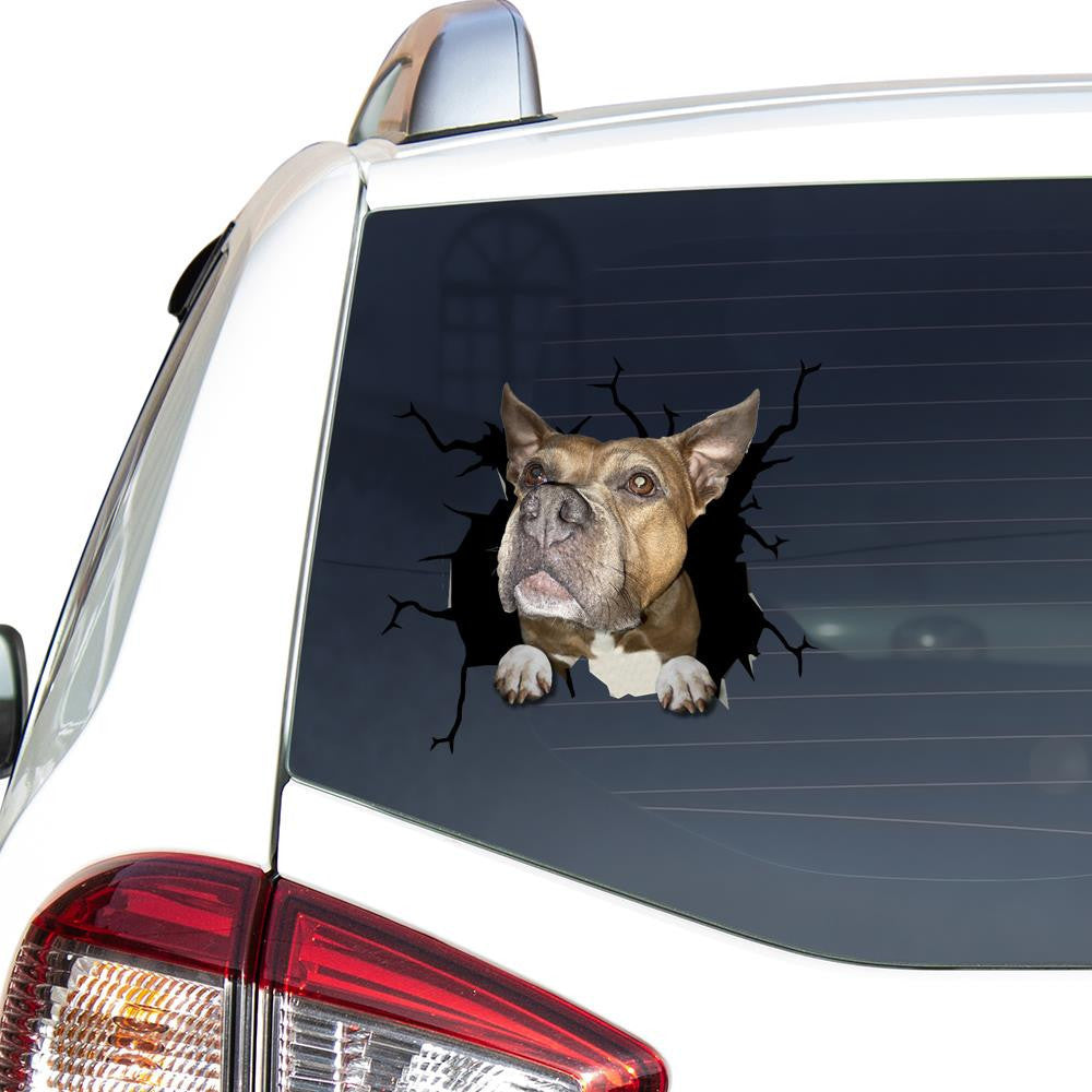 French Bulldog Dog Breeds Dogs Crack Sticker, Funny Car Decal For Window & Bumper