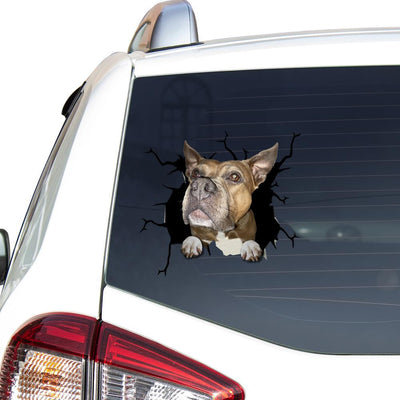 French Bulldog Dog Breeds Dogs Crack Sticker, Funny Car Decal For Window & Bumper