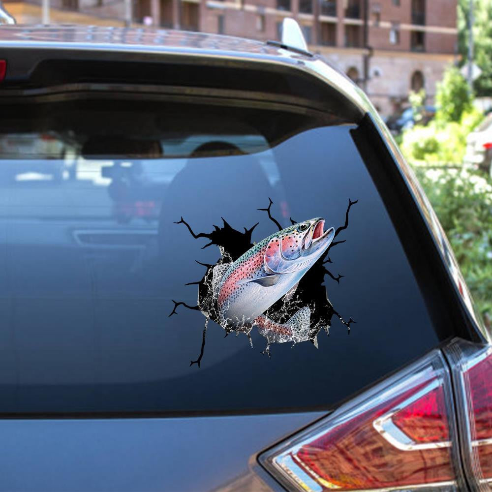 Trout Fishing Crack Decal, Funny Car Sticker For Window & Bumper