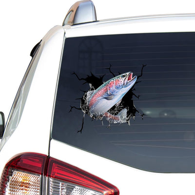 Trout Fishing Crack Decal, Funny Car Sticker For Window & Bumper