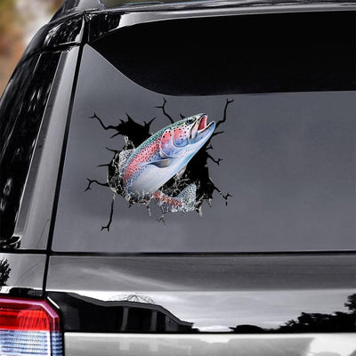 Trout Fishing Crack Decal, Funny Car Sticker For Window & Bumper