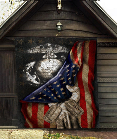 U.S. Marines American Flag Quilt Blanket