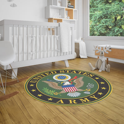 Army Round Rug - Washable Outdoor Rug for Room