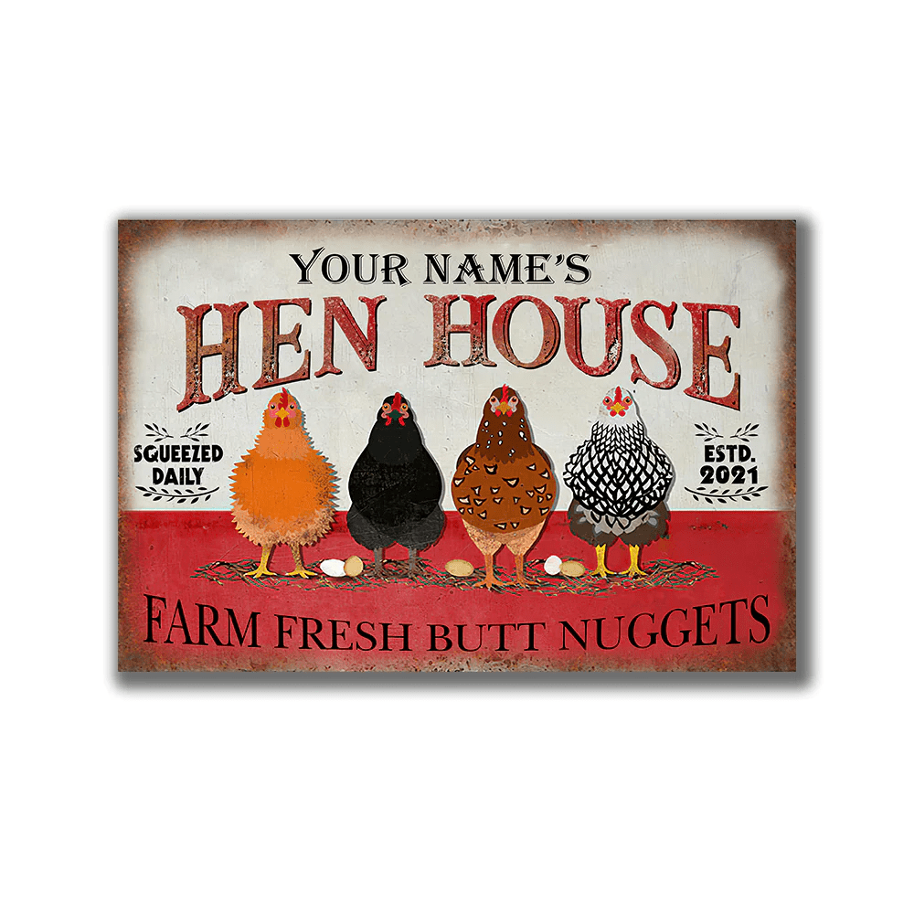 Personalized Chicken Hen House Fresh Customized Classic Metal Signs