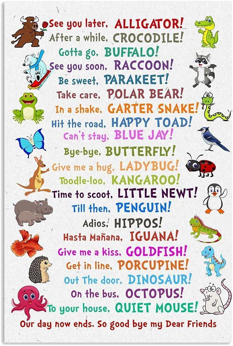 Tin Metal Sign Funny Animal Poster See You Later Alligator Home Decor Wall Art Back to School Student Teacher