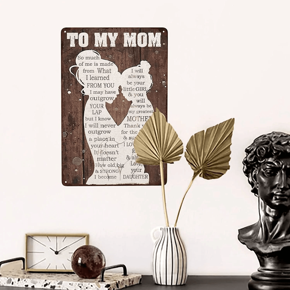 To My Mom Vintage Metal Tin Sign Gift for Mom from Daughter Birthday Gift for Mom Print Wall Art Novelty Tin Metal Sign Plaque