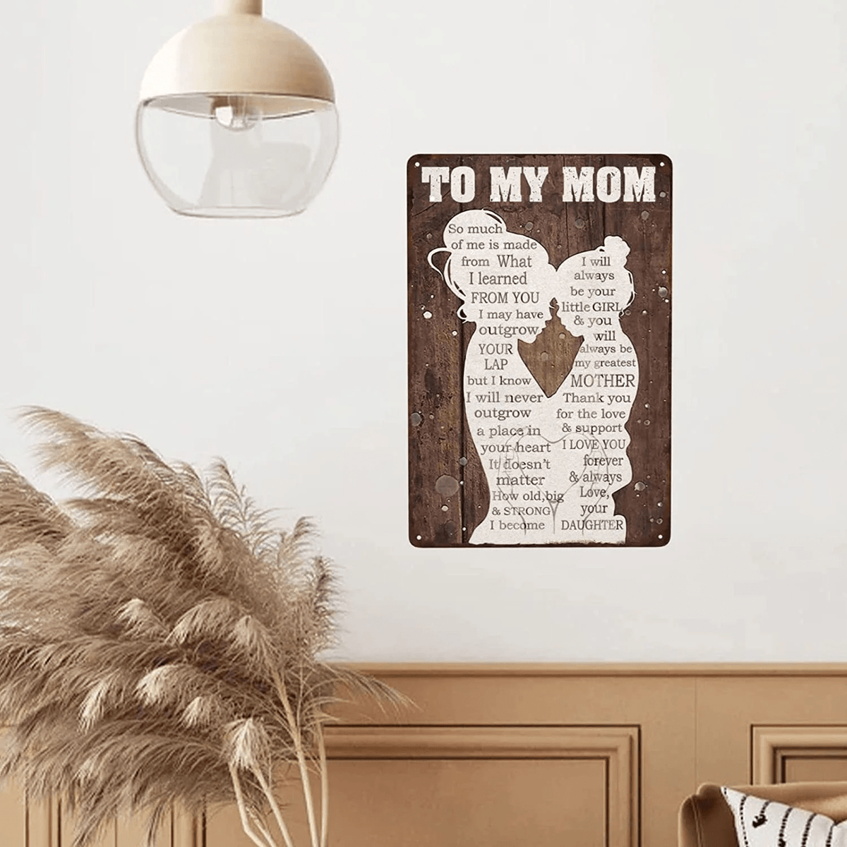 To My Mom Vintage Metal Tin Sign Gift for Mom from Daughter Birthday Gift for Mom Print Wall Art Novelty Tin Metal Sign Plaque