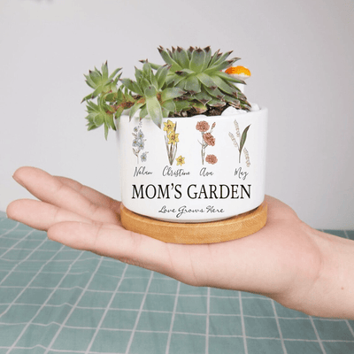 Birth Month Flower Personalized Outdoor Flower Pot, Personalized Gift for Her, Mother's Day Gift, Gift for Grandma, Flower Pot, Planter