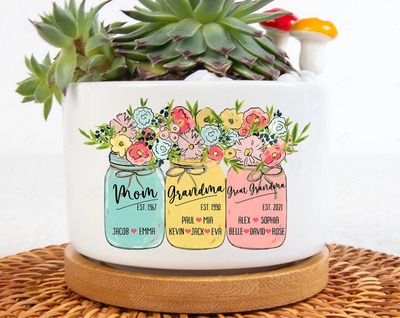 Personalized Grandma Mini Flower Pot, Custom Grandma Gifts, Gifts for Grandma Planter with Custom Nickname, Custom Nana Gigi Mini Plant Pot