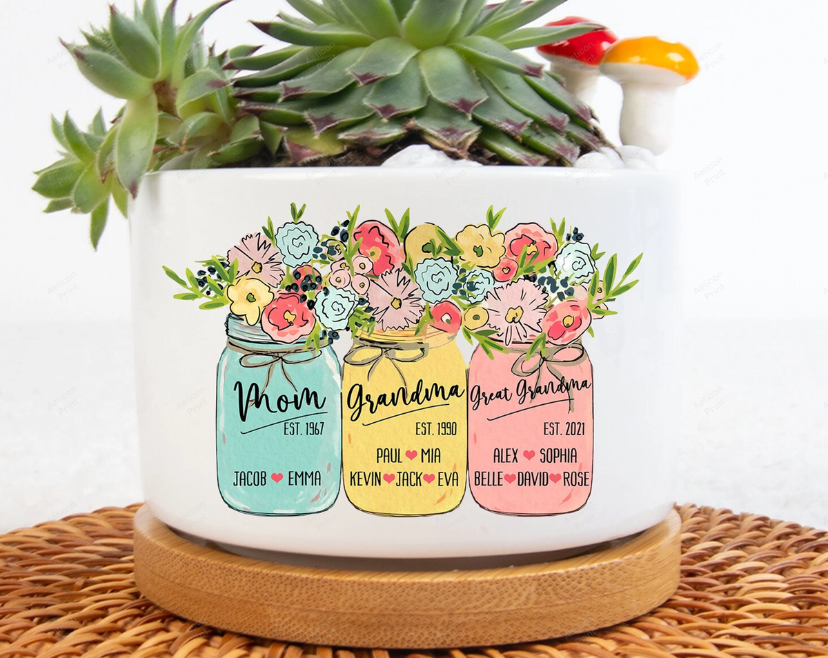Personalized Grandma Mini Flower Pot, Custom Grandma Gifts, Gifts for Grandma Planter with Custom Nickname, Custom Nana Gigi Mini Plant Pot