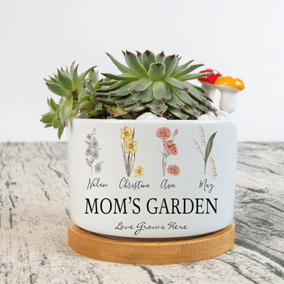 Birth Month Flower Personalized Outdoor Flower Pot, Personalized Gift for Her, Mother's Day Gift, Gift for Grandma, Flower Pot, Planter