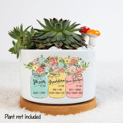 Personalized Grandma Mini Flower Pot, Custom Grandma Gifts, Gifts for Grandma Planter with Custom Nickname, Custom Nana Gigi Mini Plant Pot