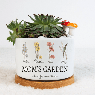 Birth Month Flower Personalized Outdoor Flower Pot, Personalized Gift for Her, Mother's Day Gift, Gift for Grandma, Flower Pot, Planter