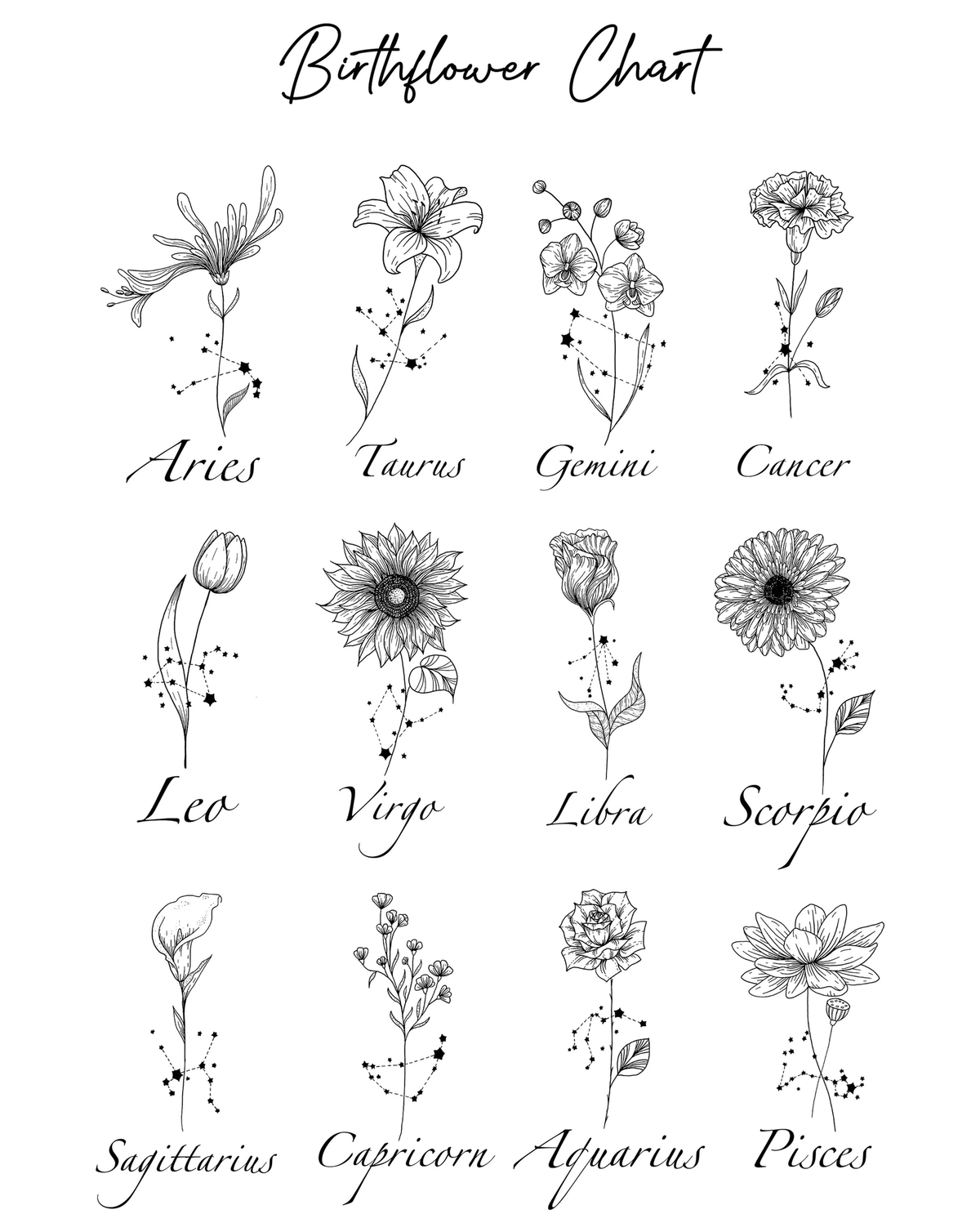 Personalized Name Zodiac Plant Pot, Custom Zodiac Flower Pot, Outdoor Flower Pot With Month Flower, Birthday Gift, Mothers Day Gift