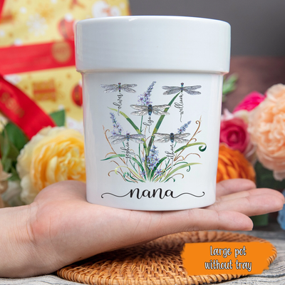 Personalized Nanas Garden Dragonfly Outdoor Indoor Planter, Custom Grandma Outdoor Plant Pot, Custom Mini Pot for Grandma, Garden Pot Decor