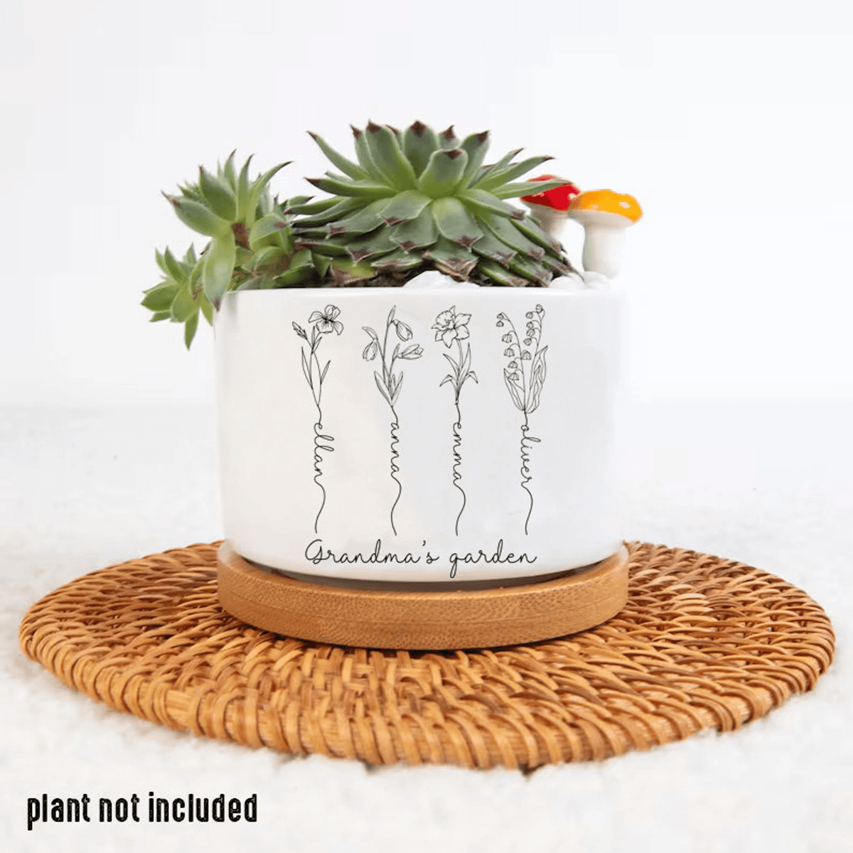Personalized Grandma's Garden Plant Pot, Custom Grandma Flower Pot, Outdoor Flower Pot With Month Flower, Birthday Gift, Mothers Day Gift