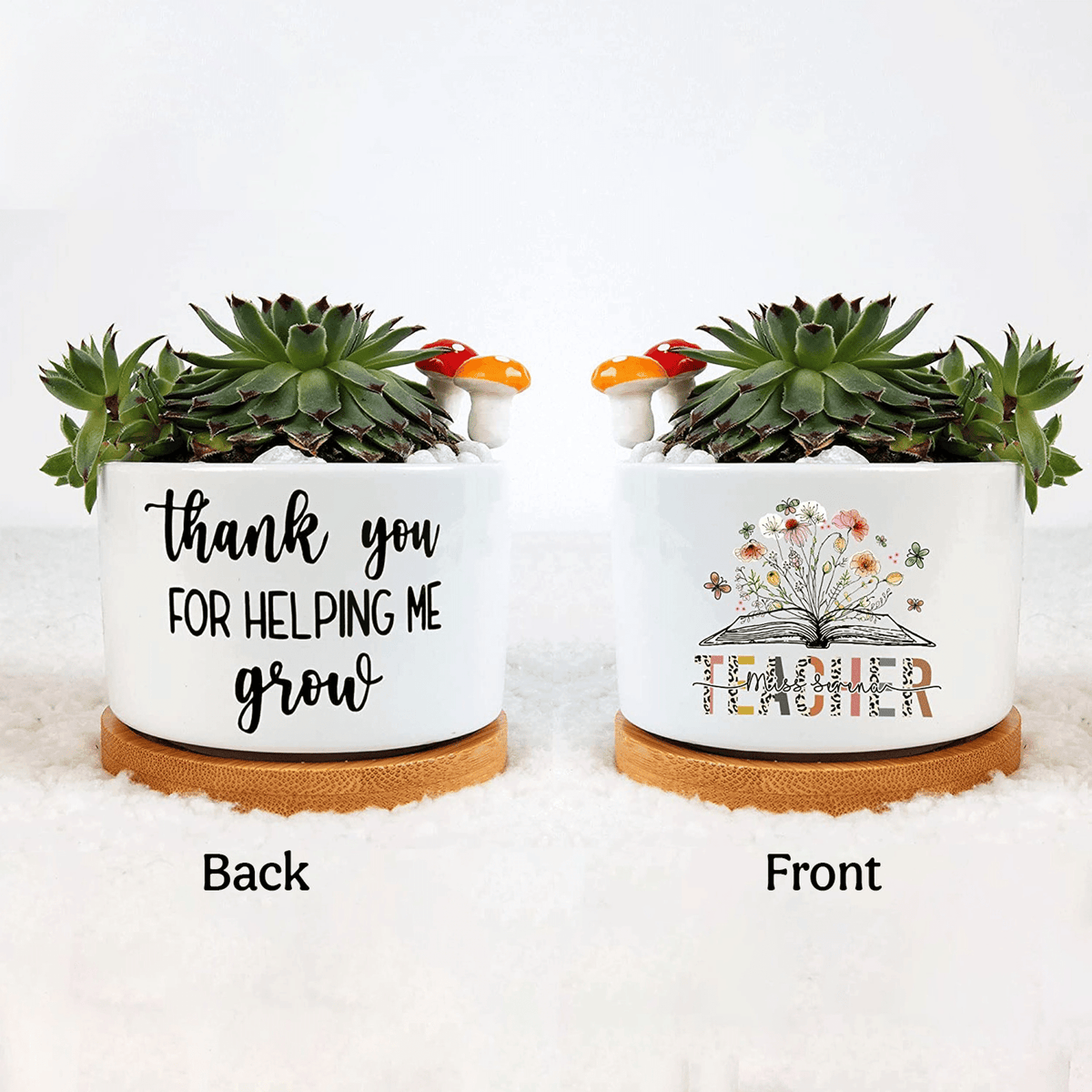 Personalized Thank You For Helping Me Grow Plant Pot, Pencil Plant Pot, Office Decorative Plant Pot, Gift For Classroom, Gift For Teacher