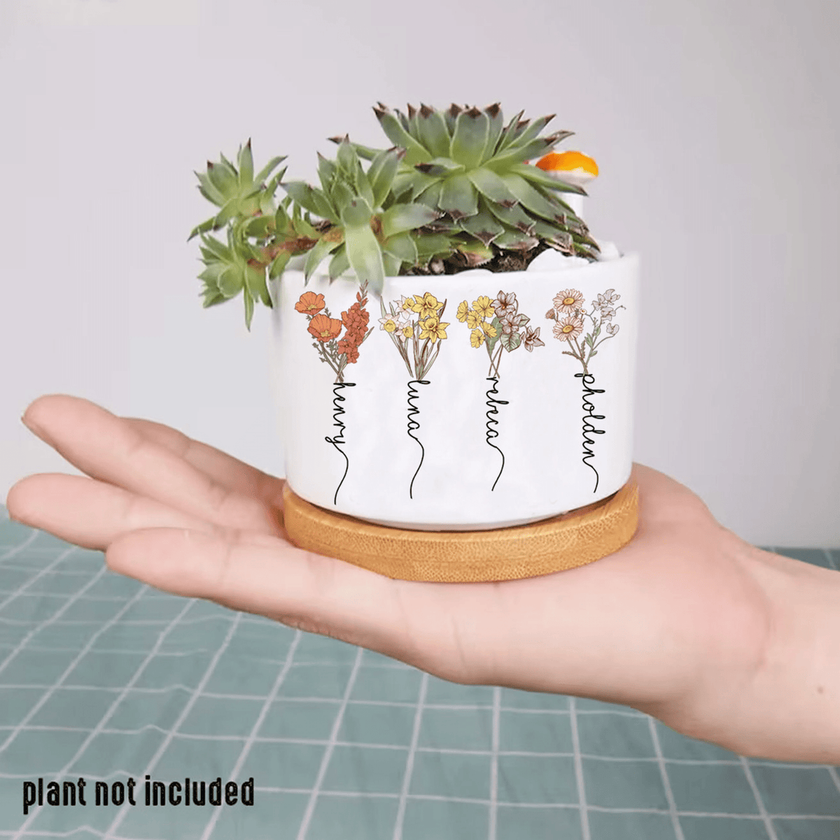 Personalized Name Garden Plant Pot, Custom Mom Flower Birth Month Pot, Outdoor Flower Pot With Month Flower, Birthday Gift, Mothers Day Gift
