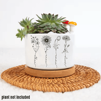 Personalized Name Zodiac Plant Pot, Custom Zodiac Flower Pot, Outdoor Flower Pot With Month Flower, Birthday Gift, Mothers Day Gift