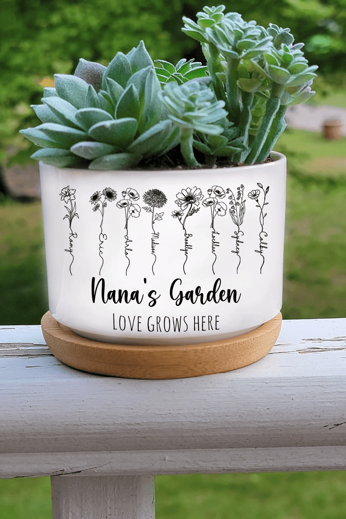 Personalized Name Nana Garden Plant Pot, Custom Grandma Flower Pot, Outdoor Flower Pot With Month Flower, Birthday Gift, Mothers Day Gift