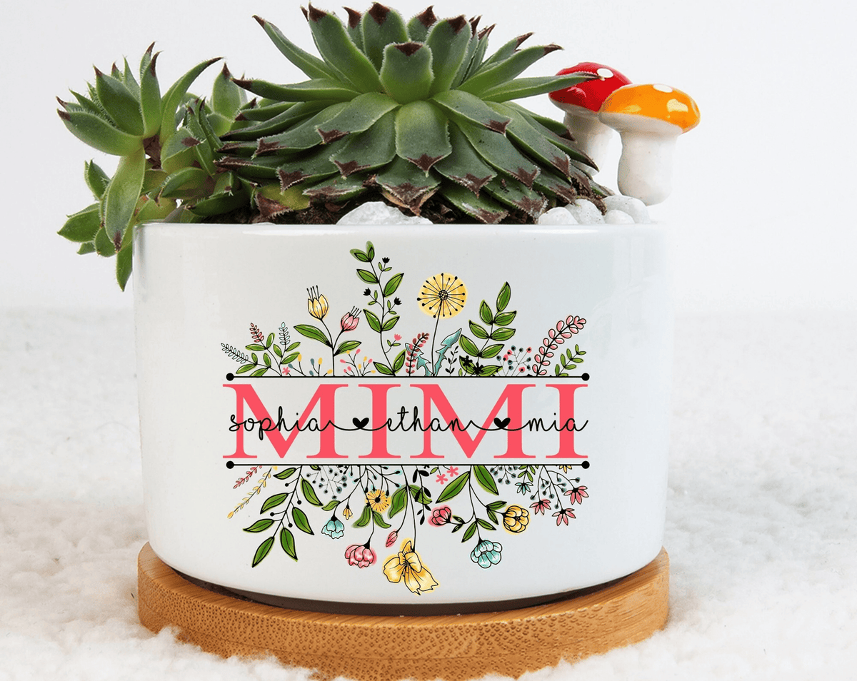 Personalized Mimi Mini Plant Pot, Custom Grandma Gifts, Gifts for Grandma Gardener with Custom Nickname, Custom Nana Gigi Plant Pot