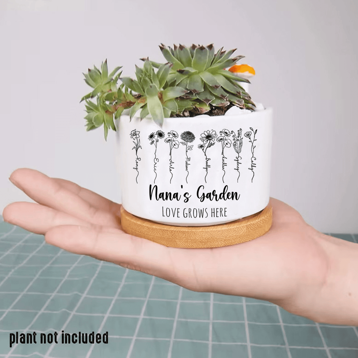 Personalized Name Nana Garden Plant Pot, Custom Grandma Flower Pot, Outdoor Flower Pot With Month Flower, Birthday Gift, Mothers Day Gift