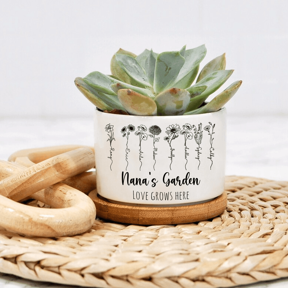Personalized Name Nana Garden Plant Pot, Custom Grandma Flower Pot, Outdoor Flower Pot With Month Flower, Birthday Gift, Mothers Day Gift