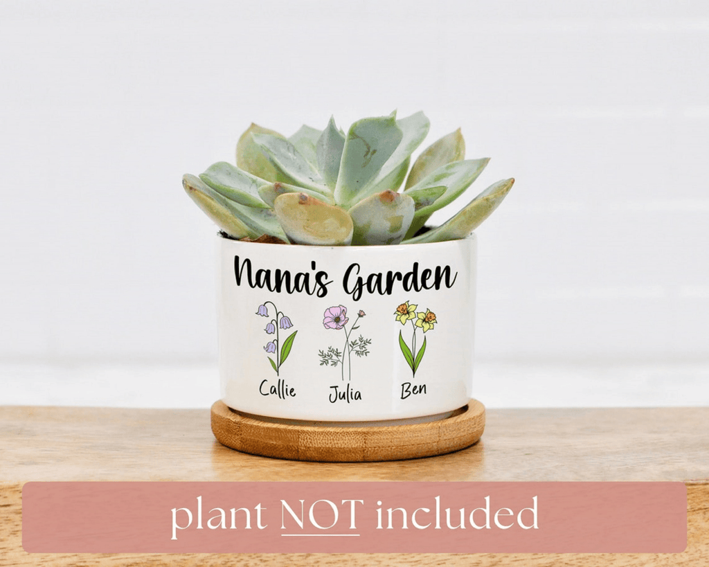 Grandmas Garden - Custom Mini Plant Pot - Personalized Birth Flower Succulent Planter - Mother's Day Gift - Gift for Grandma