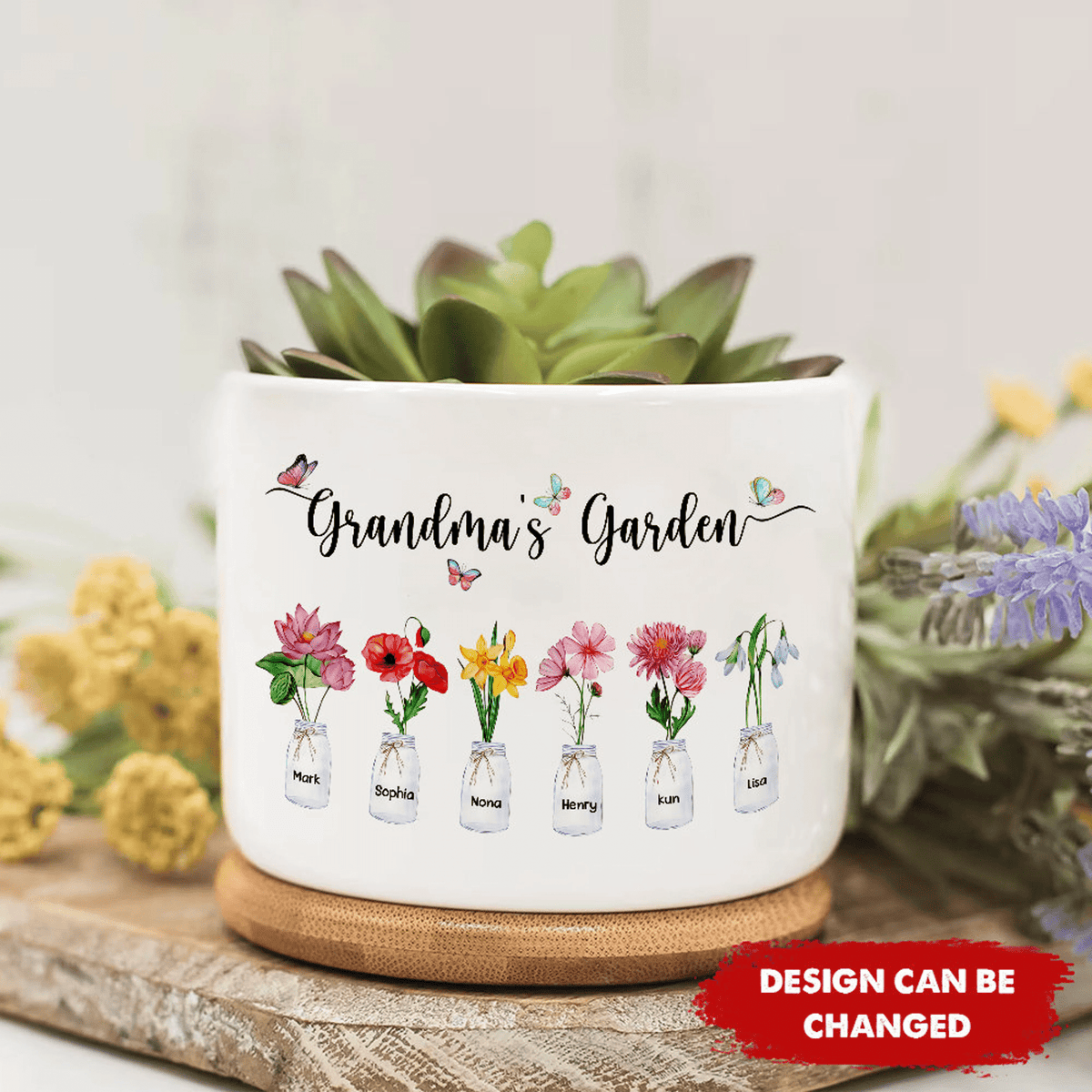 Personalized Birth Flower Mini Plant Pots, Birth Month Flower Family Personalized Plant Pots, Birthday, Mothers Day Gift For Grandma, Mom
