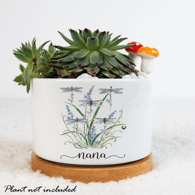 Personalized Nanas Garden Dragonfly Outdoor Indoor Planter, Custom Grandma Outdoor Plant Pot, Custom Mini Pot for Grandma, Garden Pot Decor
