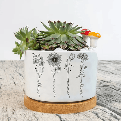 Personalized Name Zodiac Plant Pot, Custom Zodiac Flower Pot, Outdoor Flower Pot With Month Flower, Birthday Gift, Mothers Day Gift